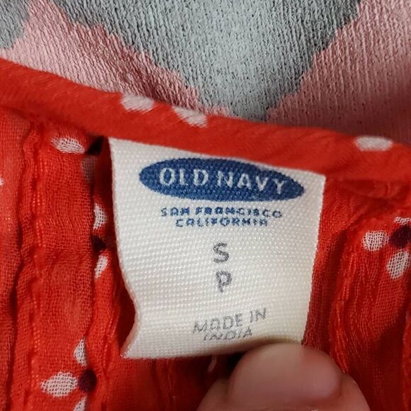 Old Navy Women’s Red Boho Blouse Small Long Sleeve Sheer Floral Print - Picture 5 of 6